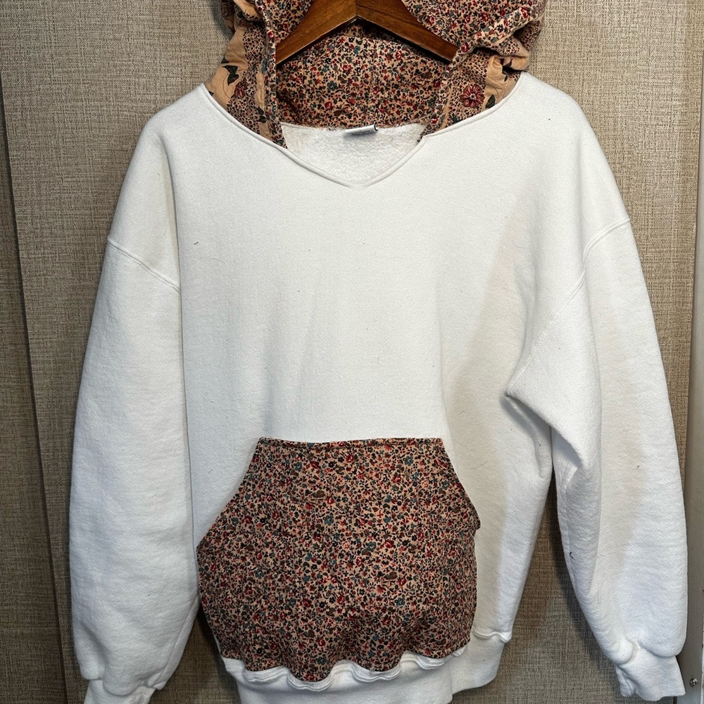 Reworked hoodie with quilt accents
